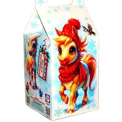 Детский подарок на Новый Год в картонной упаковке весом 800 грамм 